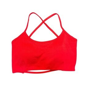 Zenana Outfitters Red Ribbed Crisscross Back Crop‎ Tank Top S M